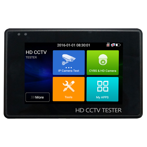 Multifunktionel håndledsbåren CCTV tester - Understøtter HDTVI, HDCVI, AHD, CVBS og IP kameraer - Tester opløsning op til 4K - Farve LCD display 4" - 2400mA indbygget batteri - Let at bruge