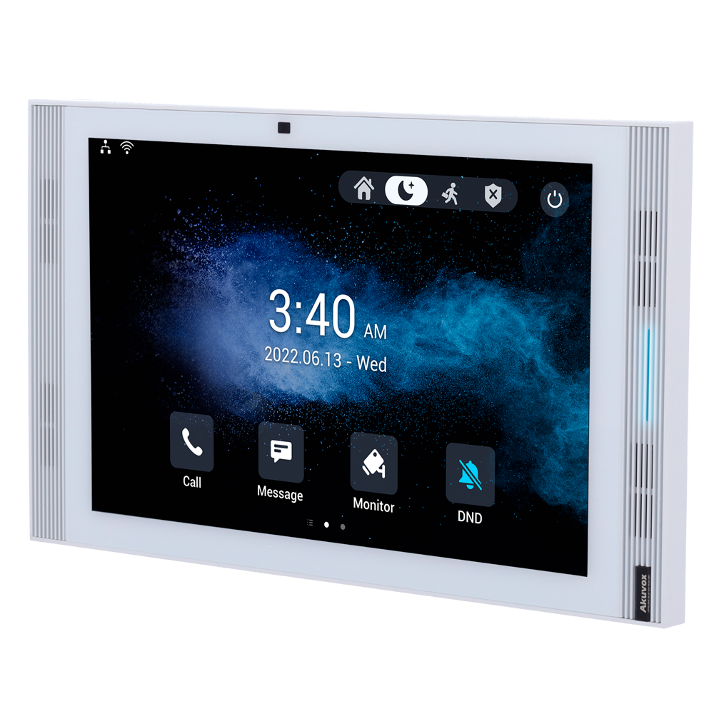 Android 12.0 monitor til video intercom system - IPS display på 10" - Tovejs lyd Crystal Clear | Nem UI - TCP/IP, PoE, standard SIP - Cloud vedligeholdelse | Tredjeparts APPs - Forbindelse af monitor og boards via Cloud