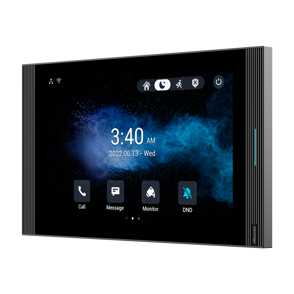Android 12.0 monitor til video intercom system - IPS display på 10" - Tovejs lyd Crystal Clear | Nem UI - TCP/IP, PoE, WiFi, Bluetooth, SIP standard - Cloud vedligeholdelse | Tredjeparts APPs - Forbindelse af monitor og boards via Cloud