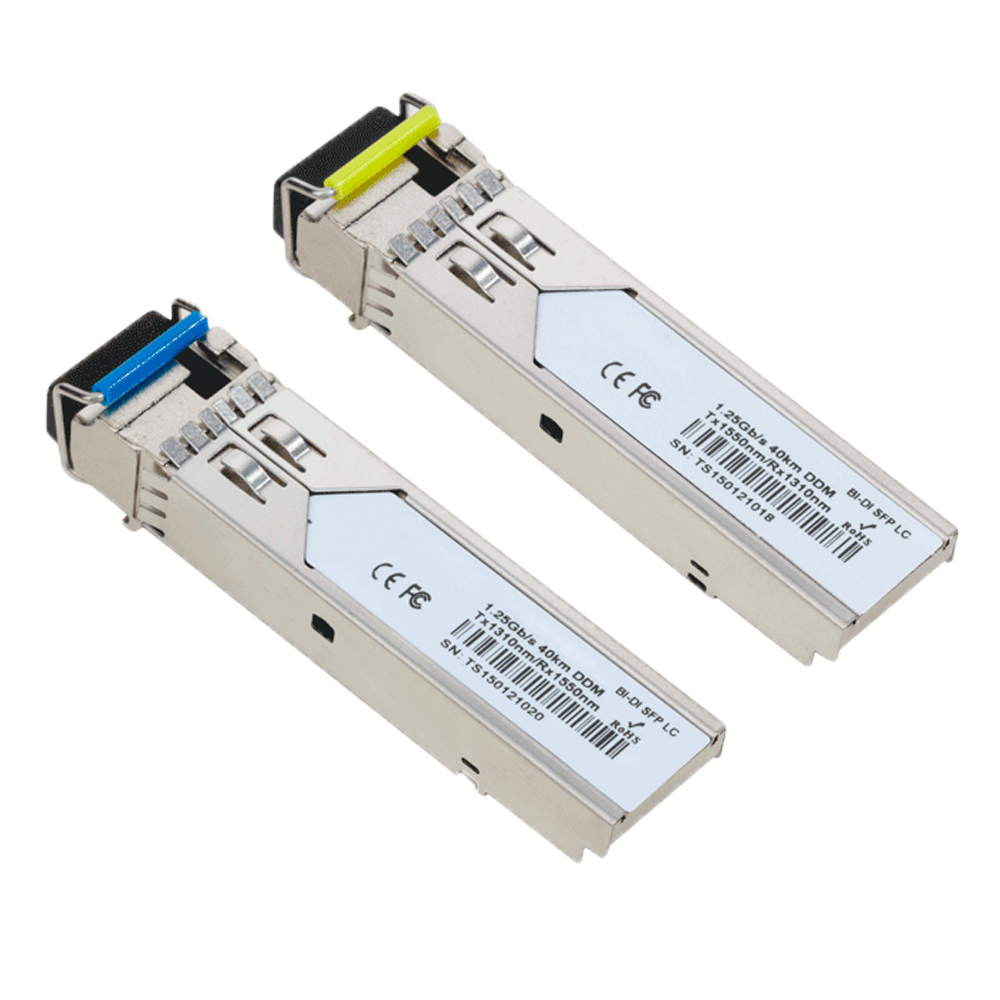 Par af SFP transceiver moduler - Tx 1550/1310 nm Rx 1310/1550 nm - Single mode fiber - LC Simplex stik - BiDi - Maksimalt 40 km - 1.25Gb/s - 1000Base-EX