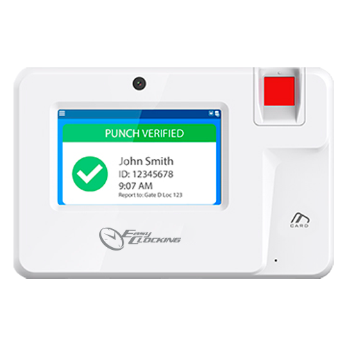 PoE fremmødekontrol - Fingeraftryk, EM kort og PIN - 1.000 brugere | 1.000.000 registreringer - 4.3" TFT touchscreen TCP/IP, WiFi og USB - Software: EasyClocking