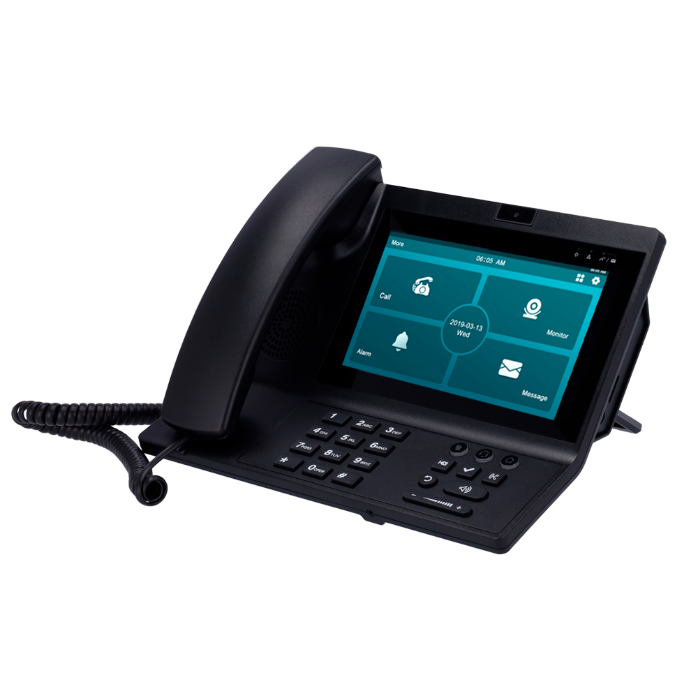 Android master monitor 9.0 til video porttelefon - 7" TFT skærm - Krystalklart tovejs audio - TCP/IP, PoE, WiFi, Bluetooth, SIP standard - Cloud vedligeholdelse | Tredjepartsapps - Forbindelse via Cloud | Integreret kamera
