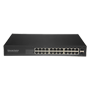 Switch - 24 porte RJ45 + 2 SFP GIGA - Port hastighed 10/100/1000 Mbps - Maksimalt 20W - Plug & Play - Energibesparende Teknologi