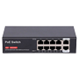 PoE-switch - 8 PoE-port(e) + 2 uplink-port(e) - Hastighed 10/100 Mbps + Uplink 1000 Mbps - PoE IEEE 802.3 af/at - Op til 100 W i alt for alle porte