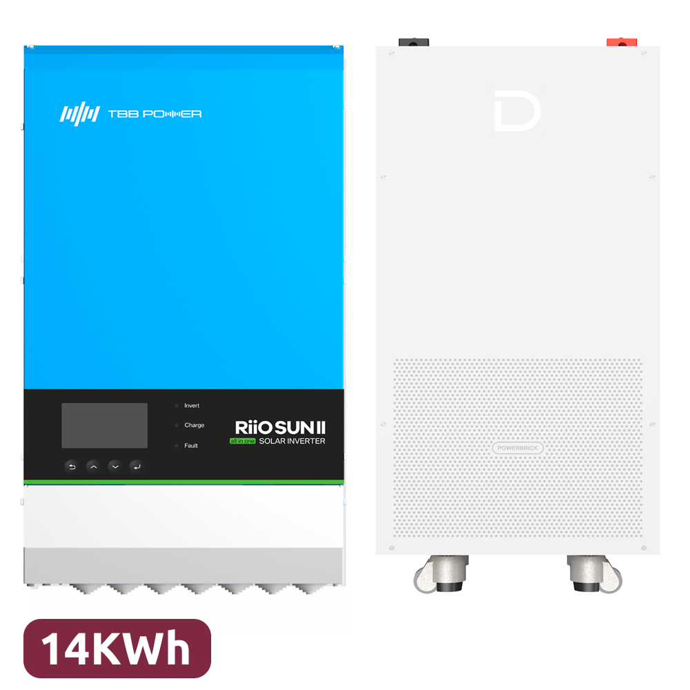 Inverter + Batteripakke - Effekt 8000W - 2 MPPT indgange - Inverter, oplader og regulator - Batteri 14336Wh - Wi-Fi kommunikationsmodul