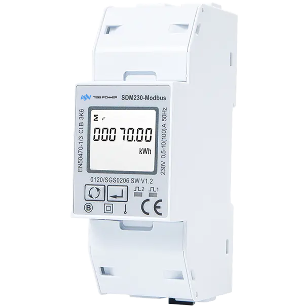 Smart Meter TBB - Enfaset | Bidirektional - Kompatibel med Riio SUN II inverter - DIN-skinne montering - Til netforbundne systemer