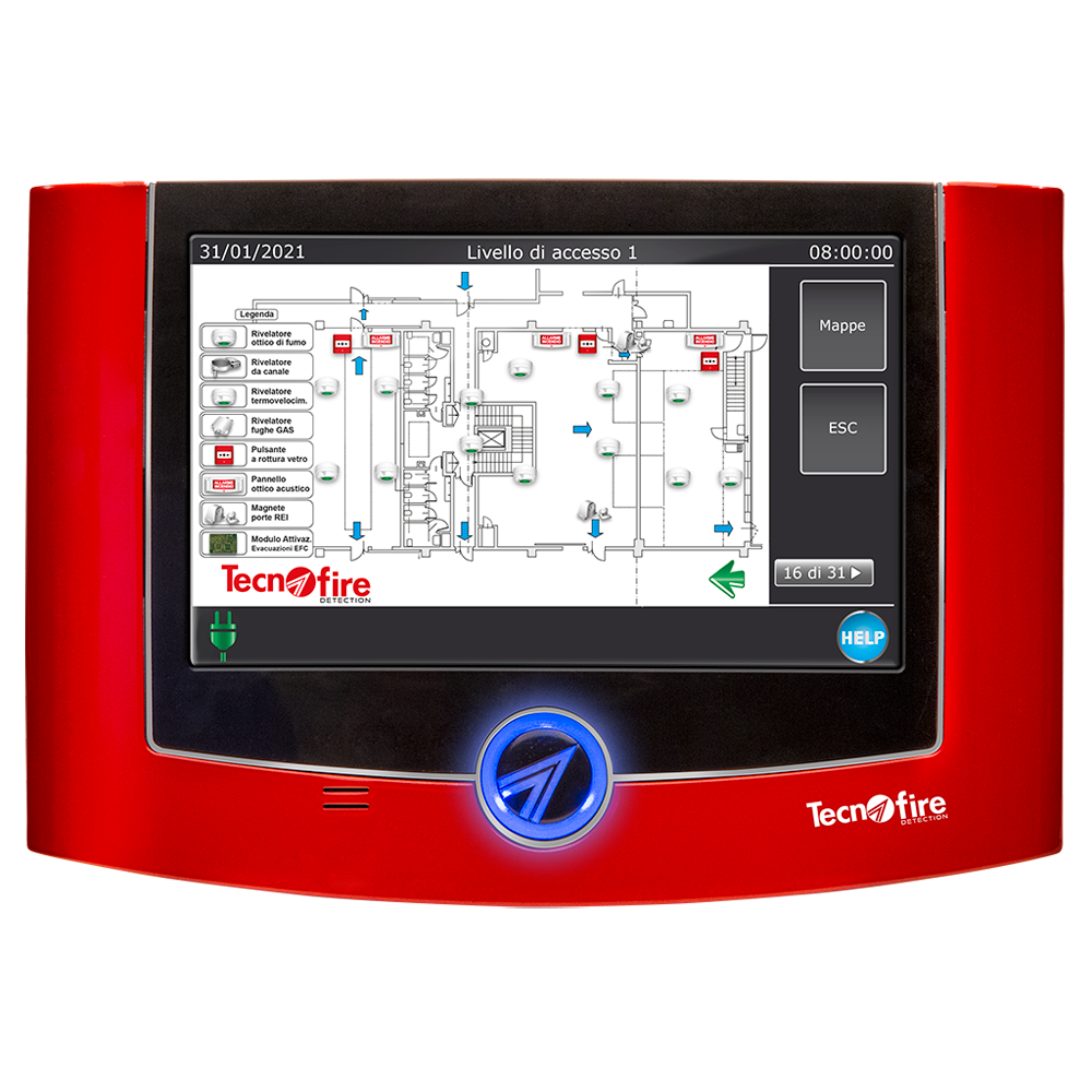 Grafisk styring- og kontrolrepeater panel - TFT 7", op til 32 grafiske kort - Automatisk popup, kort og enhed - Indbygget flash-hukommelse - Tilslutning USB/Rs485 - Overflade-, indbygnings- eller bordmontering