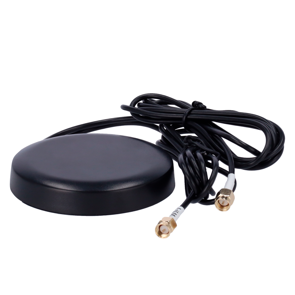 Antenne 4G og Wi-Fi - Frekvens 4G 700-960/1710-2700MHz - SMA Male Stik - Køretøj tagmontering - Gain 4G 5dBi / Wi-Fi 4dBi - RG174 1,5 meter langt kabel