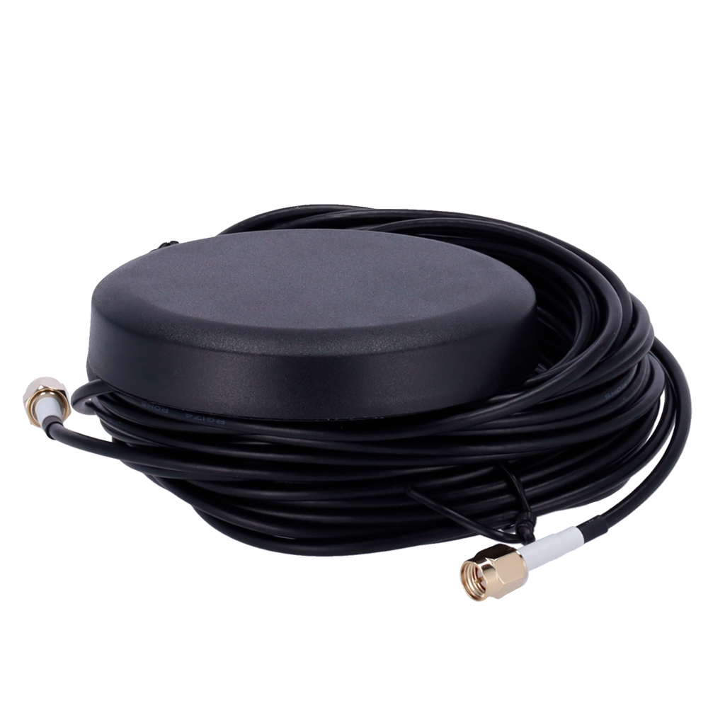 Antenne 4G og Wi-Fi - Frekvens 4G 698-960/1710-2700MHz - SMA Male Stik - Køretøj tagmontering - Gain 4G 4,4dBi / Wi-Fi 3,8dBi - RG174 5 meter langt kabel