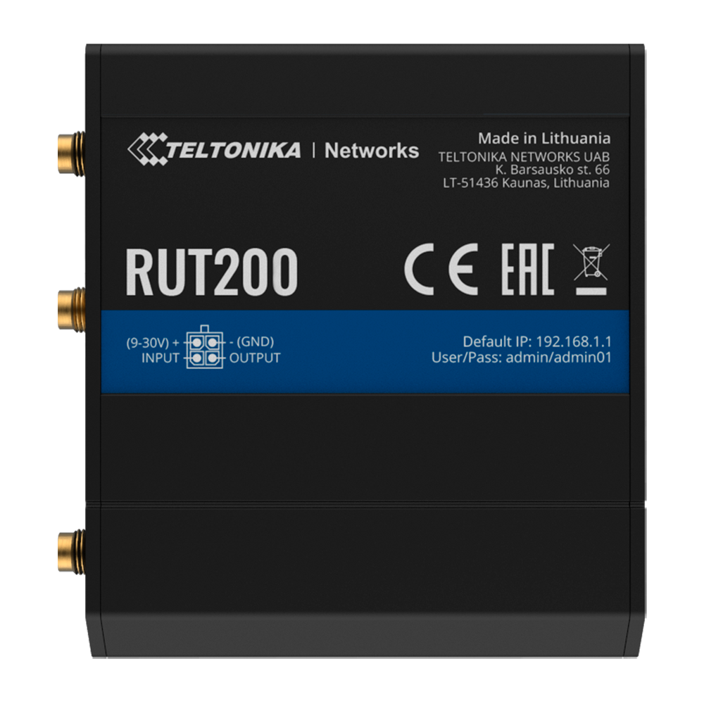 Teltonika Router 4G Industrial - 2 Ethernet porte RJ45 Fast Ethernet - 4G (LTE) Cat 4 til 150Mbps - 1x Digital Input/Output - Wi-Fi 802.11b/g/n 2.4GHz - Aluminiumskabinet