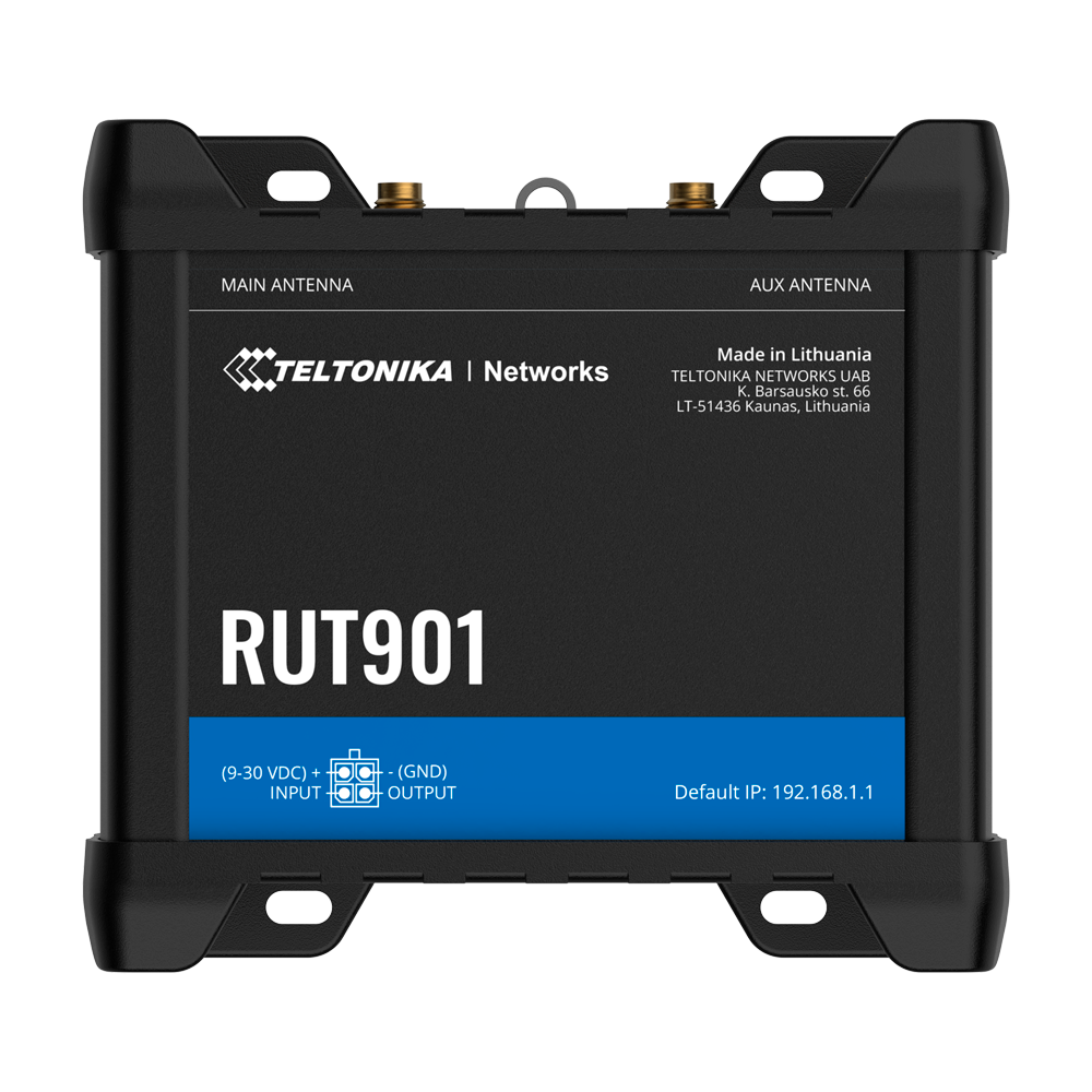 Teltonika Router 4G Industrial - 4 Ethernet porte RJ45 Fast Ethernet - Dual SIM 4G (LTE) Cat 4 op til 150Mbps - 1x Input + 1x Digital Output - Wi-Fi 802.11b/g/n 2.4GHz