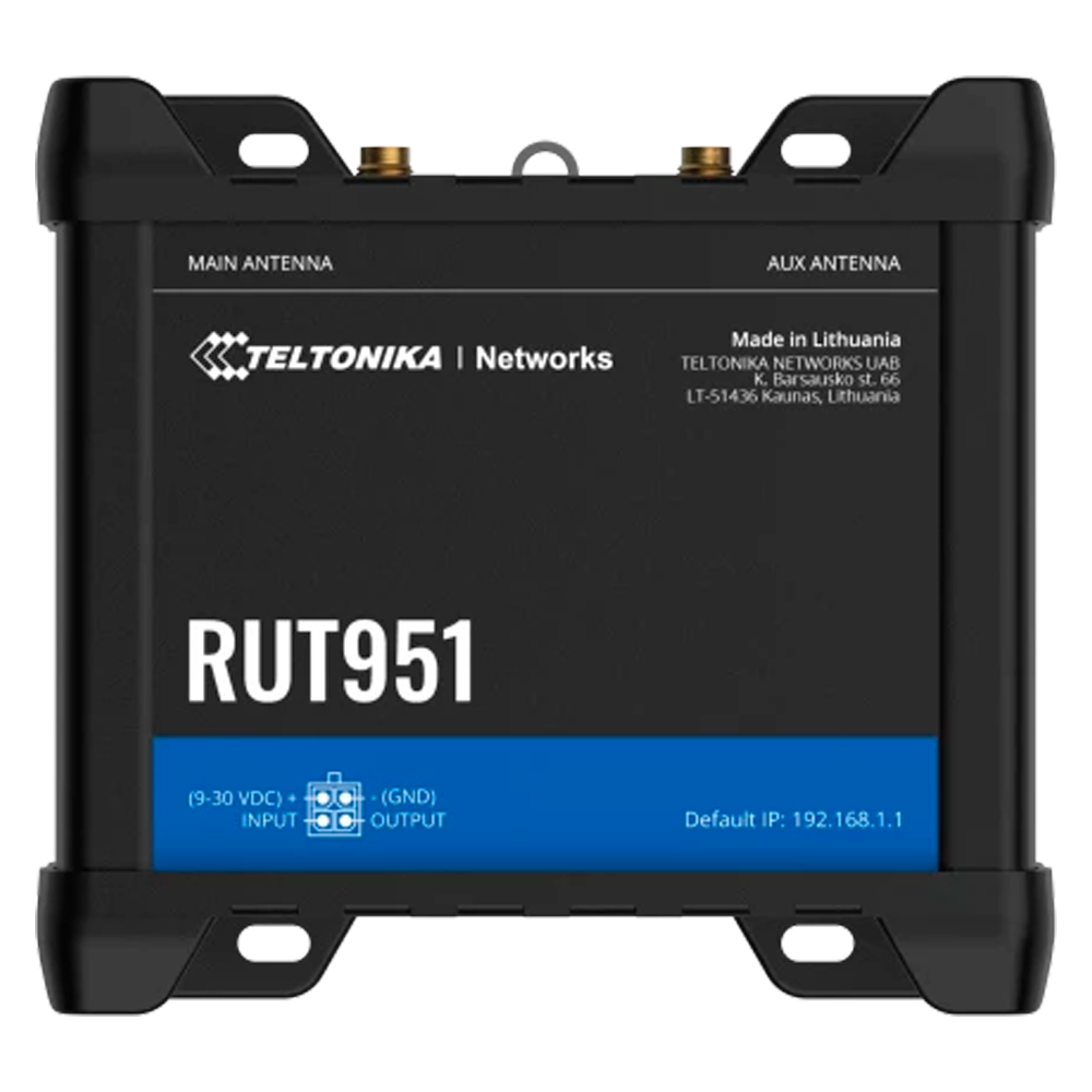 Teltonika Router 4G Industriel - 4 Ethernet porte RJ45 Fast Ethernet - Dual SIM 4G (LTE) Cat 4 op til 150Mbps - 1x Input + 1x Digital Output - Wi-Fi 802.11b/g/n 2.4GHz - Aluminiumshus