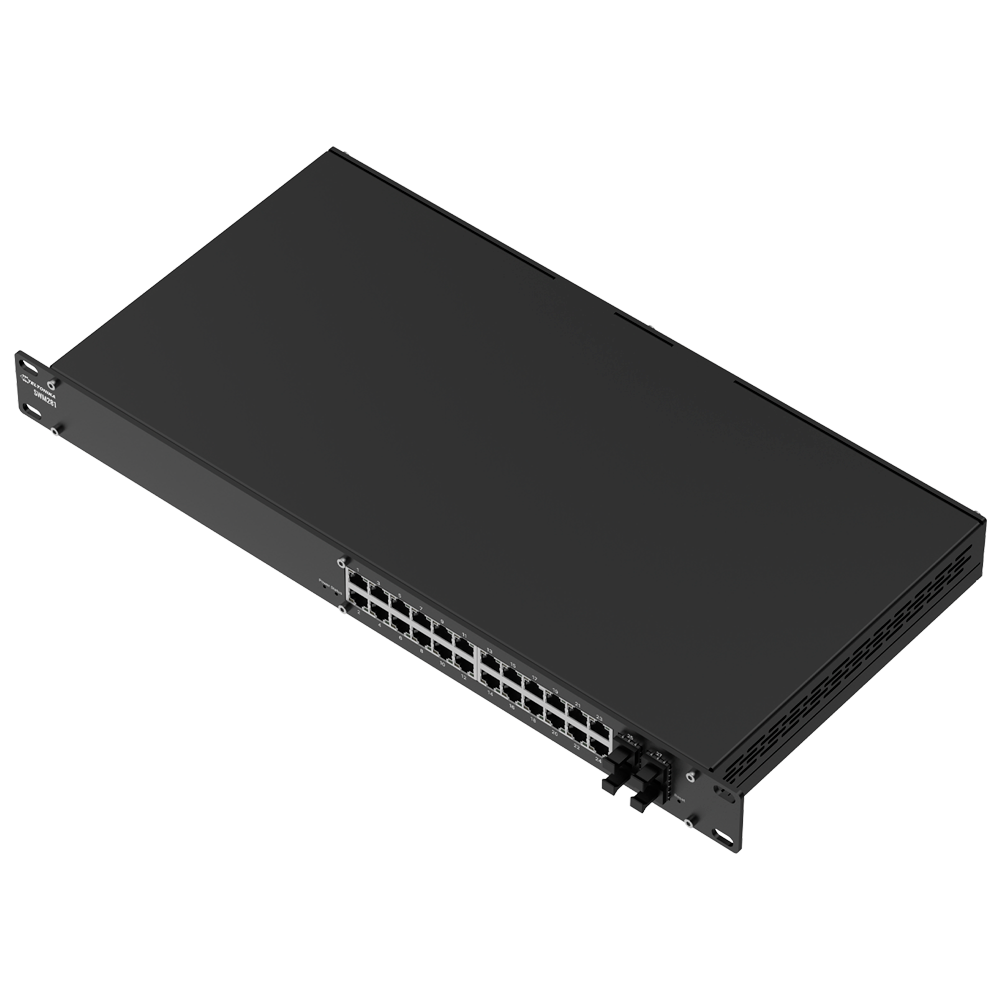 Teltonika Switch Manageable Layer 3 - 24 Gigabit porte + 4 SFP Gigabit - DHCP/VLAN/STP/RSTP/MRP/ACL/QoS/SNMP - RMS management licens (2 år inkluderet) - Rackmonterbar