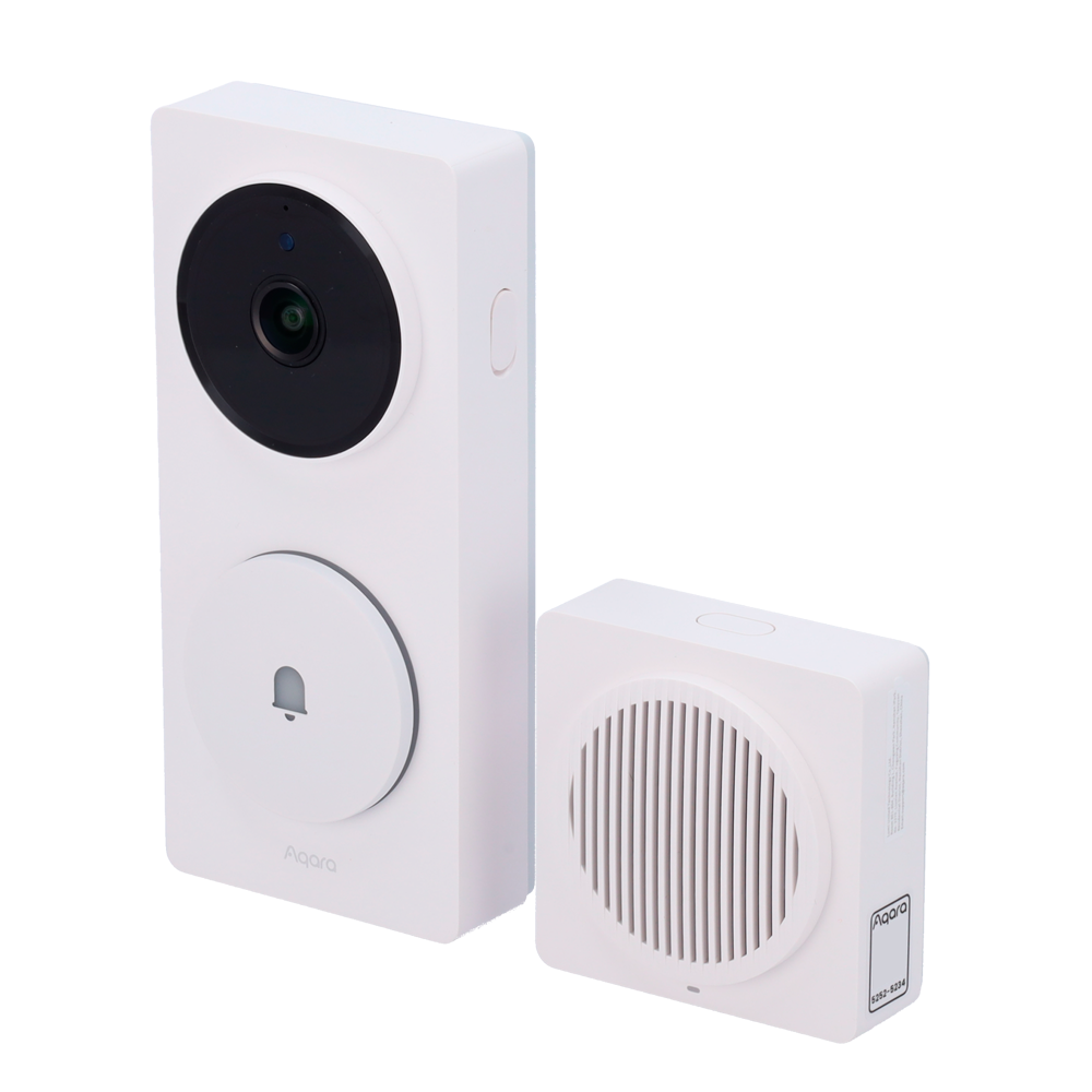 Aqara Smart Home G410 Dørklokke Cam/Hub Hvid - WiFi 2.4Ghz / Zigbee 3.0 - Matter over Zigbee - Hub Domotic koncentrator - Tilstedeværelsessensor - Understøtter Apple Homekit, Google, Alexa