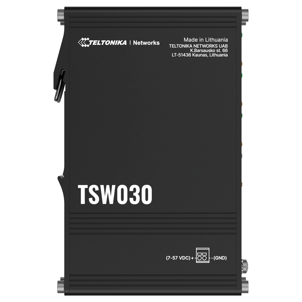 Teltonika Industrial Unmanaged Switch - 8 Ethernet porte RJ45 Fast Ethernet - Robust aluminiumskabinet - Plug and Play - DC strøm 5 til 57V - Status LED