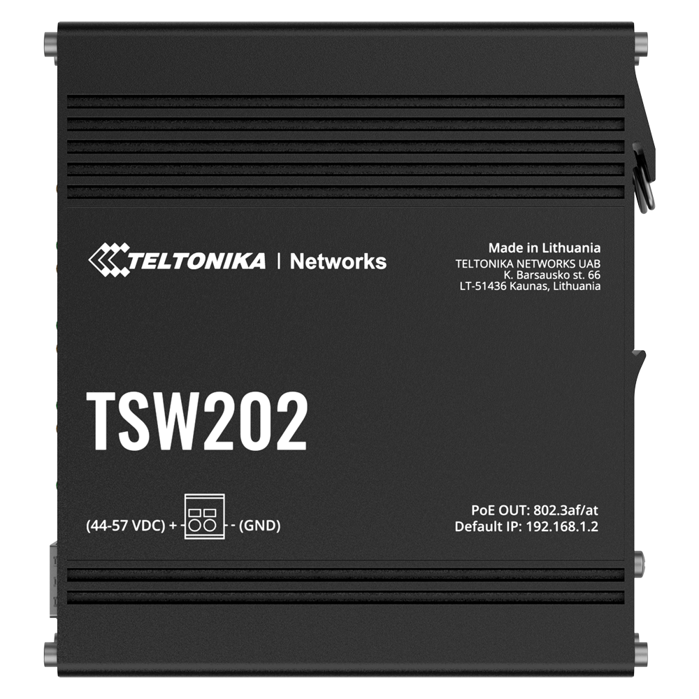 Teltonika Industriel Managed PoE Switch - 8 Ethernet RJ45 Gigabit +2 SFP Gigabit porte - 8 Ethernet PoE+ Porte 802.3af/at - Op til 30W per PoE Port - Op til 240W PoE Effekt - Robust Aluminium Kabinet