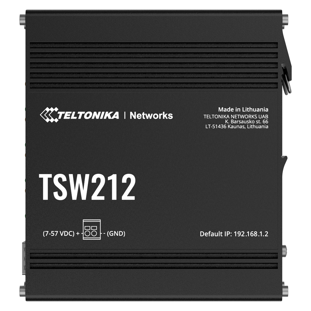 Teltonika Industriel Managed Switch - 8 Ethernet RJ45 Gigabit +2 SFP Gigabit porte - VLAN/Loop Prevention/STP/RSTP/Port Mirroring - Robust Aluminium Kabinet - DIN rail montering