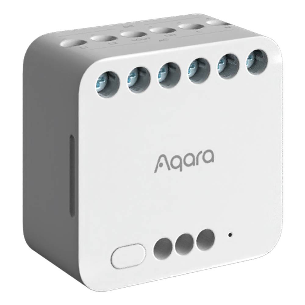 Aqara Dobbelt Relæmodul T2 - Zigbee 3.0 / Matter over Zigbee - Motorstyring / Energiovervågning - Kræver AQARA HUB - Overbelastningsbeskyttelse - Understøtter Apple Homekit, Google, Alexa