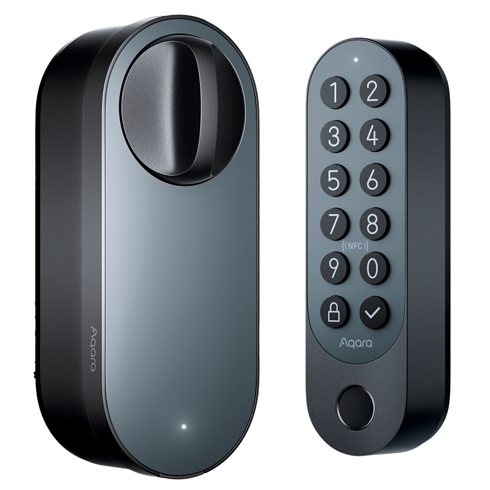 Aqara Smart lock U200 Sort - Matter over Thread / Bluetooth & NFC - Kræver AQARA HUB M3 - Midlertidig adgangskode / Fjernåbning - Genopladelig batteri / Tastatur - Understøtter Apple Homekit, Google, Alexa