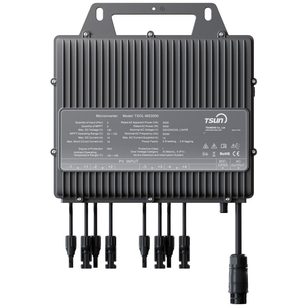 TSUN Microinverter - Effekt 3000W - 4 MPPT indgange - Effektivitet på 97,2% - Wi-Fi kommunikationsmodul - WEB og mobil APP