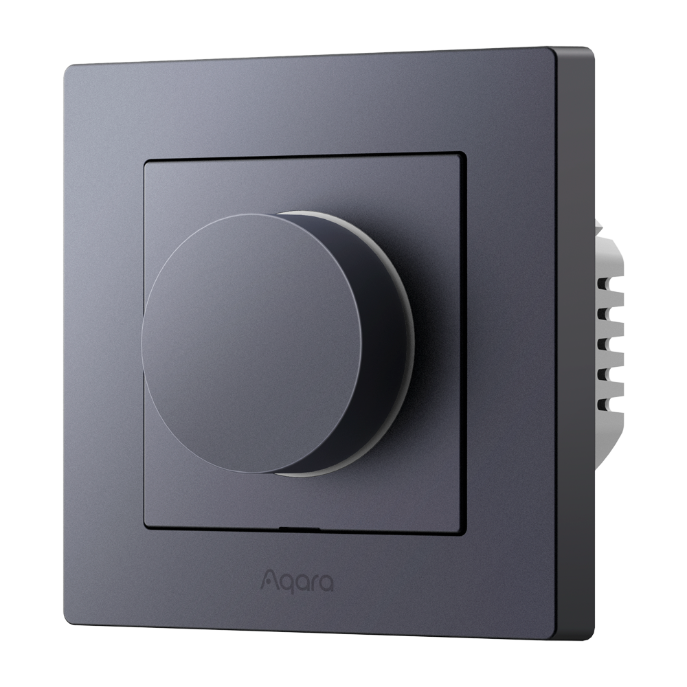 Aqara Dimmer Switch H2 EU Grå - Zigbee 3.0 / Thread - Kræver AQARA HUB - Med eller uden nul - Kompatibel med runde dåser - Understøtter Apple Homekit, Google, Alexa