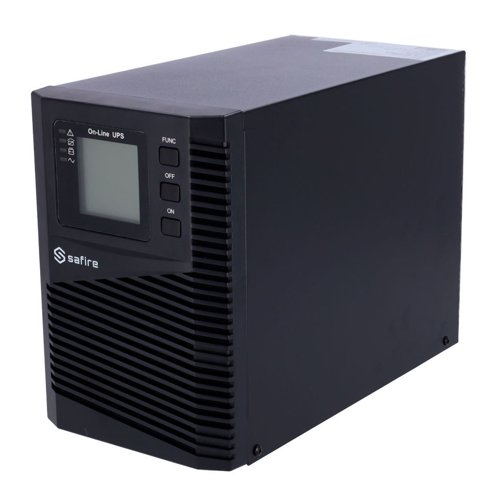 Online UPS - Effekt 1000VA/900W - Indgang 200~240 VAC / Udgang 200~240 VAC - 4 beskyttede IEC backup-udgange - Genopladningstid 4~5 timer - 2 forseglede bly-syre batterier (inkluderet)