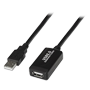 USB forlænger 2.0 - Længde 10 m - USB A stik M/F - Aktiv - Sort farve - Dataoverførsel op til 480Mbps