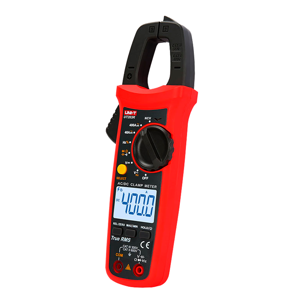 Strømtang - DC måling op til 600V og 400A - AC måling op til 600V og 400A - Kapacitans/frekvens - Auto Range | Test dioder | True RMS | NCV - Tangåbning på 28mm