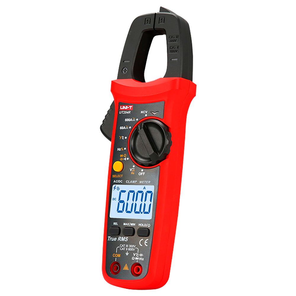 Strømtang - DC måling op til 600V og 600A - AC måling op til 600V og 600A - Modstand/kapacitans/frekvens/temperatur - Auto Range | Diode Test | True RMS - Tangåbning på 28mm