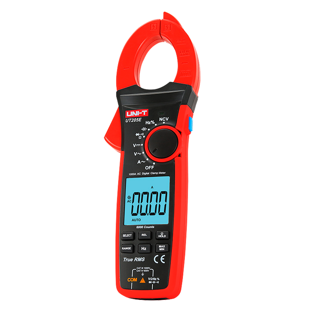 LCD strømtang - DC måling op til 1000V - AC måling op til 1000V og 1000A - Modstand/kapacitans/frekvens - Auto Range | Diodetest | True RMS | NCV - Tangåbning på 42mm