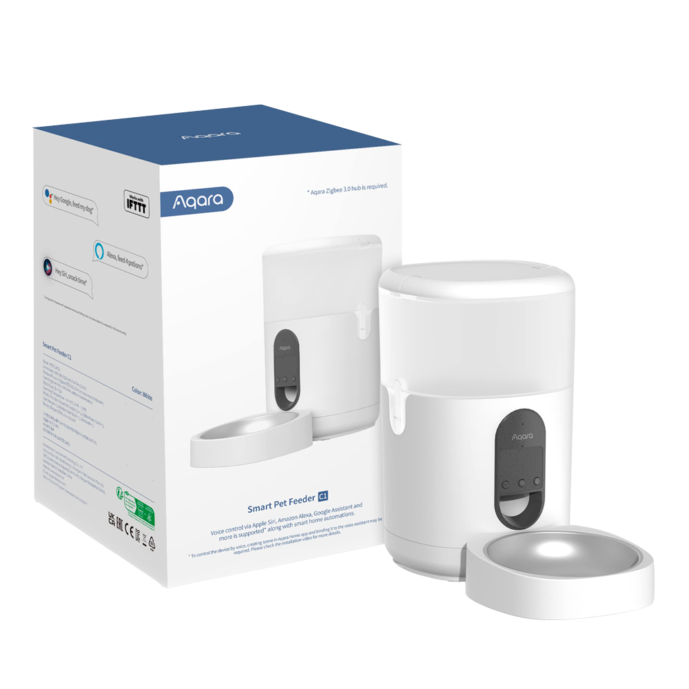 Aqara Smart Feeder C1 - Zigbee 3.0 / Matter over Zigbee - Kræver AQARA HUB 3.0 - Zigbee Repeater - 4L kapacitet - Understøtter Google, Alexa, Siri