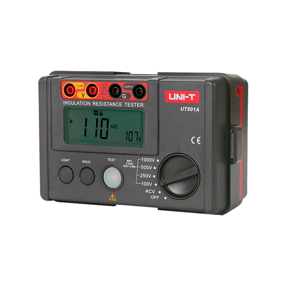 Elektrisk isolationsmodstandsmåler - LCD display op til 2000 counts - AC spændingsmåling op til 750V - Automatisk slukning - Områder 100V/250V/500V/1000V