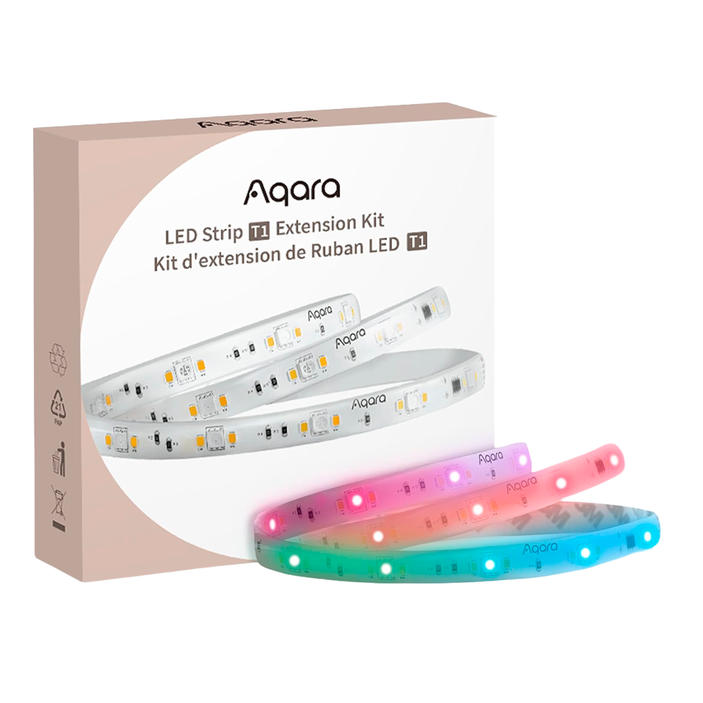 Aqara LED Bånd Udvidelses-kit T1 (1m) - Zigbee 3.0 / Matter over Zigbee - Kræver AQARA HUB 3.0 - Zigbee Repeater - 50.000 levetidstimer - Understøtter Apple Homekit, Google, Alexa