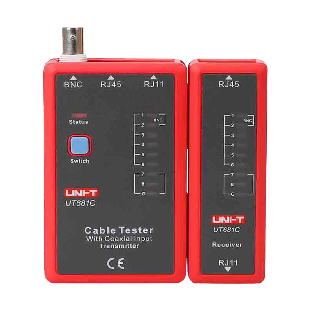 Kabeltester - Kabelstatus check RJ45/RJ11/BNC - Test i hurtig og langsom tilstand - Automatisk lukning