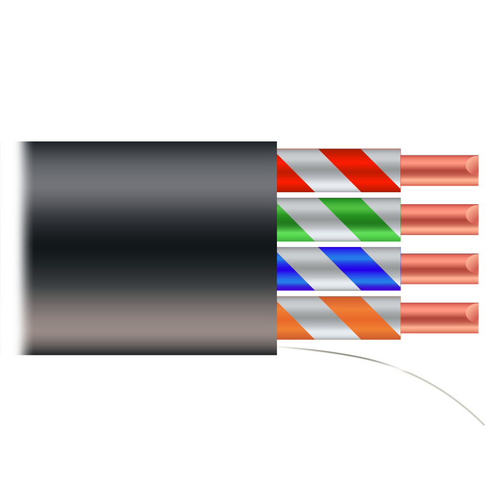 UTP kabel - Category 5E - Rulle på 500 meter - Sort kabelisolering - Diameter 5,5 mm - Speciel kappe til udendørs brug