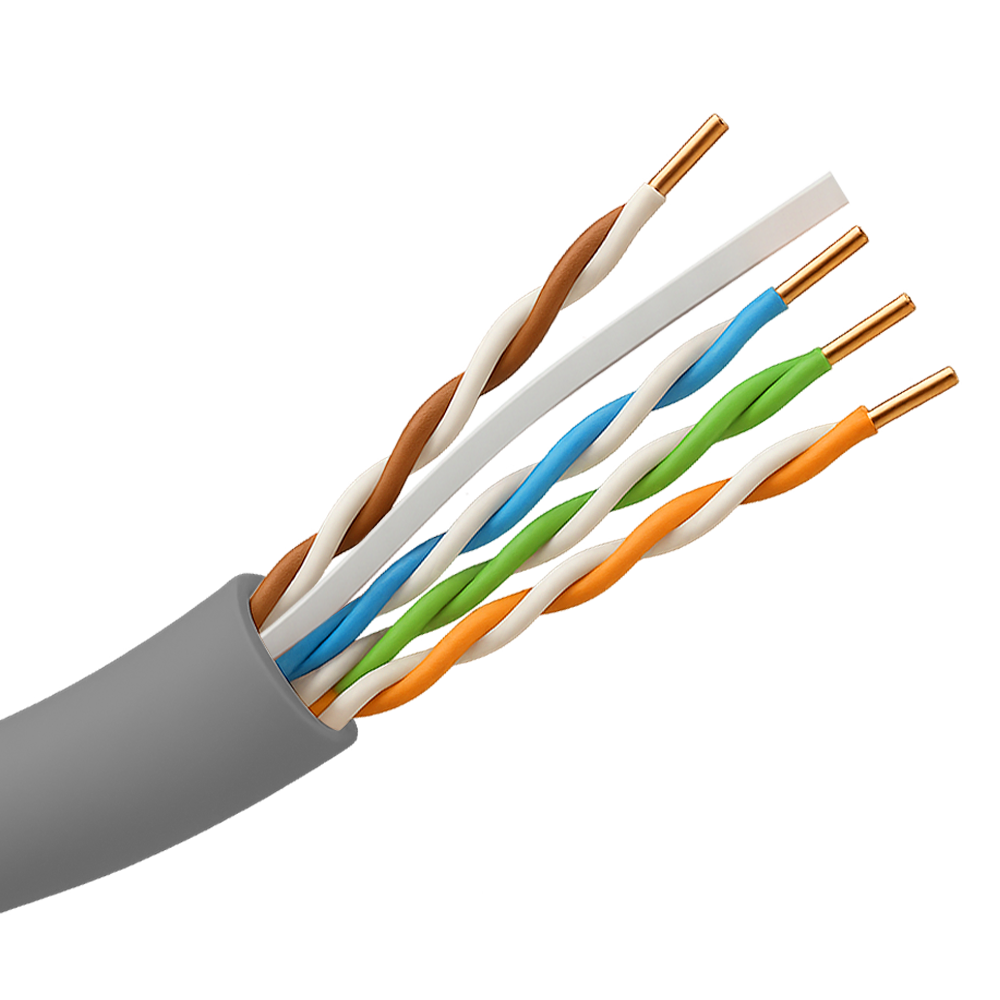 Safire UTP Category 6A kabel - OFC leder, 100% kobber - Diameter 23 AWG-0,55mm - CPR Certifikat: Eca - Ydre kappe PVC / Farve grå-hvid - Leveres på træspole 305m