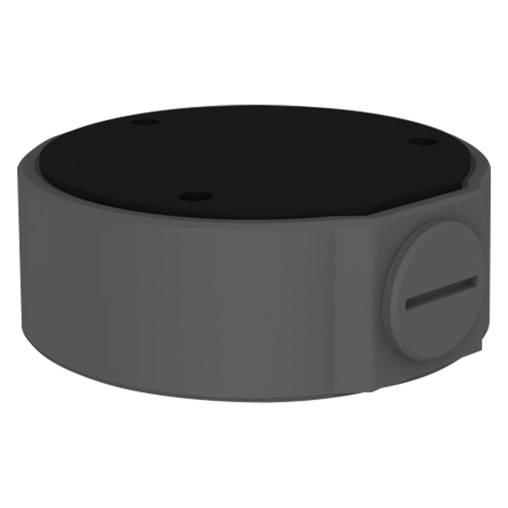 Forgreningsboks - Til dome kameraer - Egnet til udendørs brug - Væg eller loft installation - Kabelgennemføring - Sort farve 36 mm (H) x 106,6 mm (Ø)