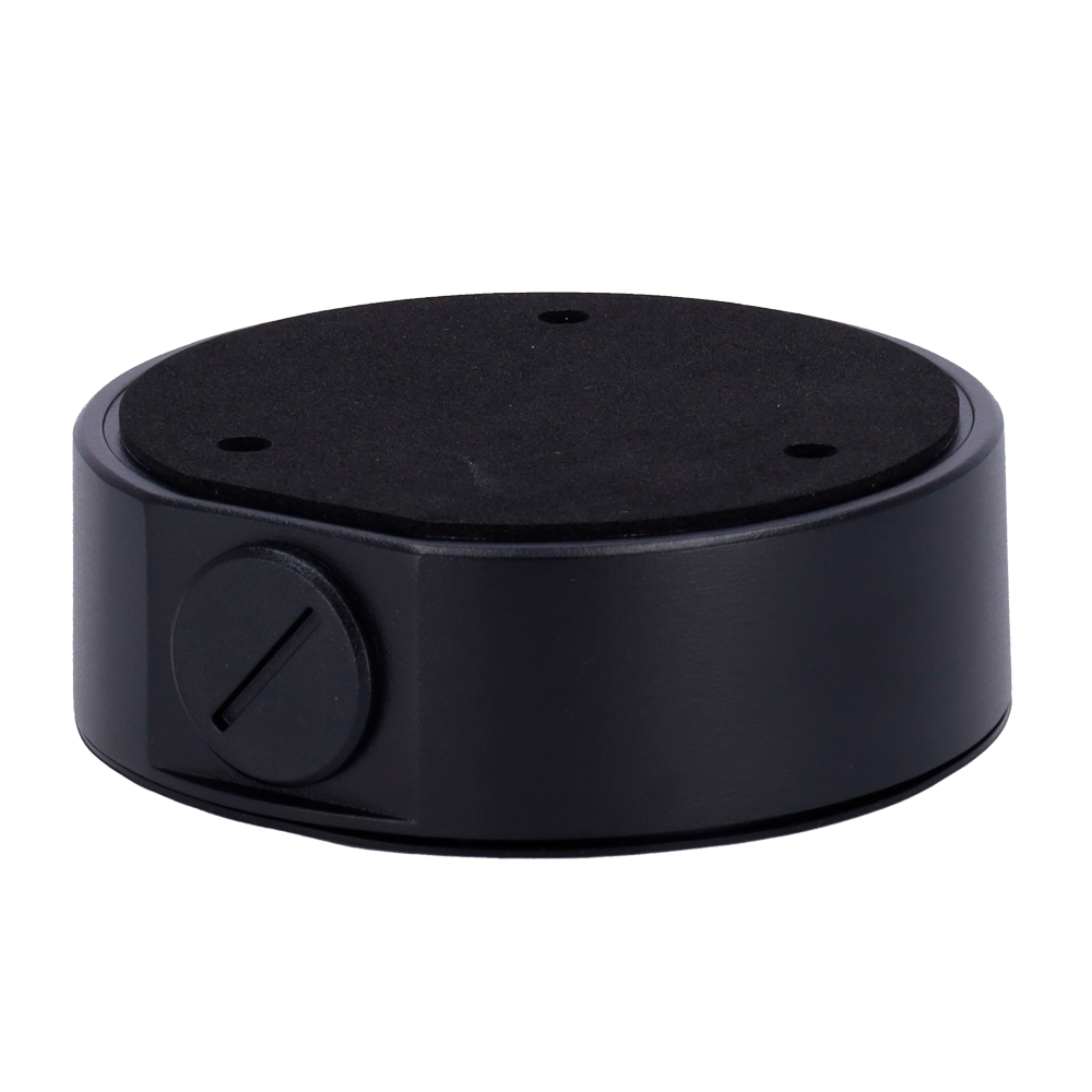 Forgreningsboks - Til dome kameraer - Egnet til udendørs brug - Væg eller loftmontering - Kabelgennemføring - Sort farve 36 mm (H) x 117,8 mm (Ø)