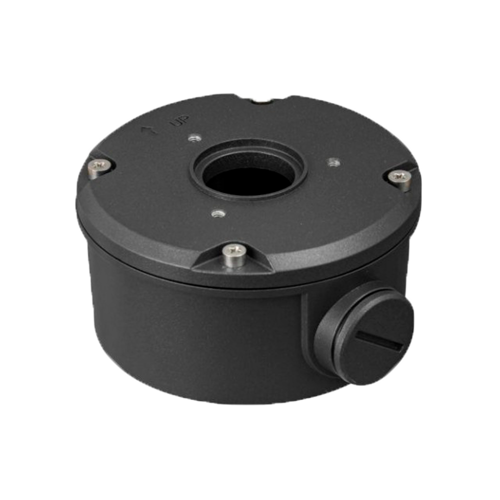 Forgreningsboks - Til bullet kameraer - Egnet til udendørs brug - Væg eller loftmontering - Sort farve 55 mm (H) x 98 mm (bunddiameter) - Kabelgennemføring