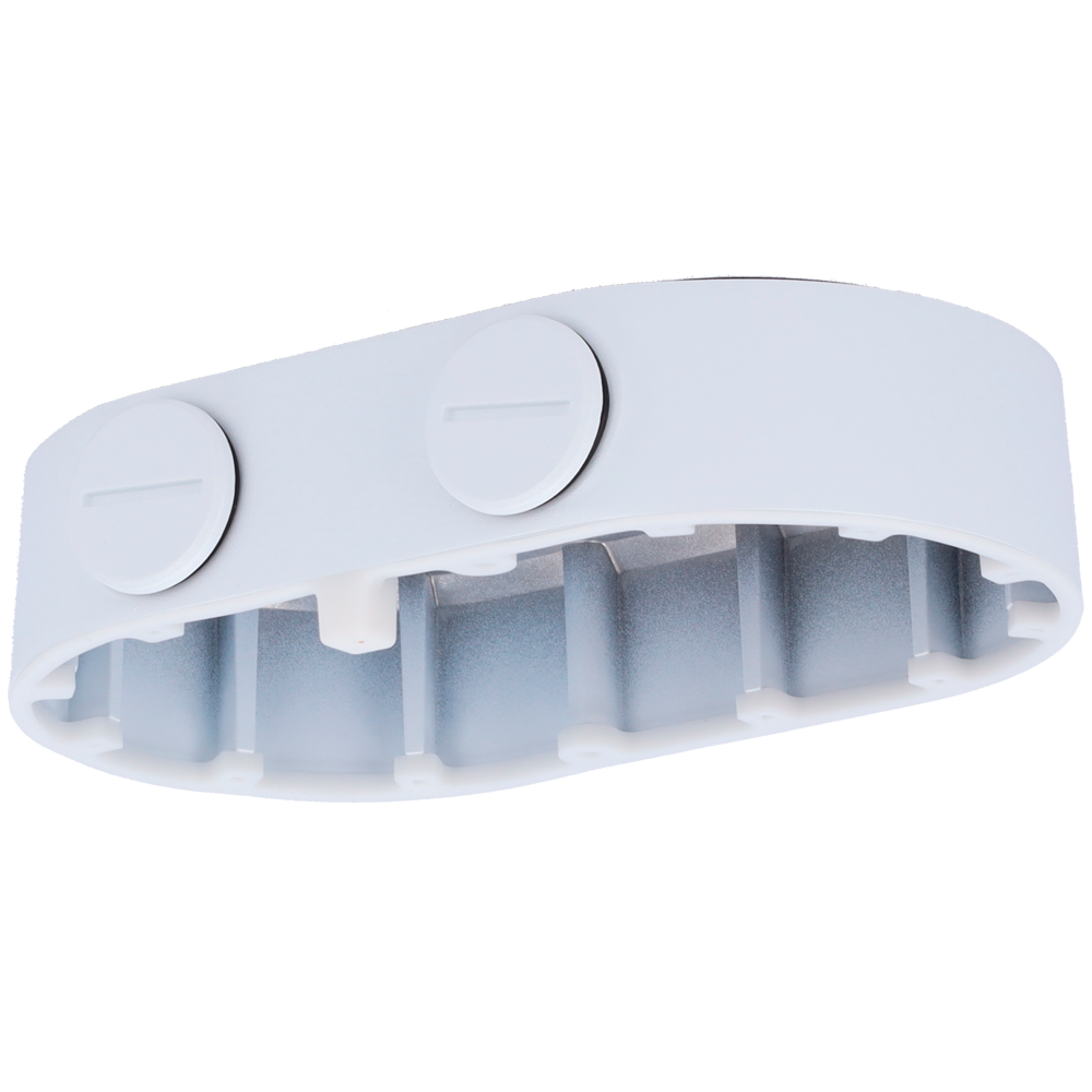 Fordelingsboks - Til dual channel dome kameraer - Egnet til udendørs brug - Væg- eller loftmontering - Kabelgennemføring - Hvid farve | 48mm x 176mm x 107mm (Ø)