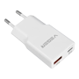 VEGER - USB oplader QC3.0 / PD3.0 - Effekt 30W - Oplader 2 enheder samtidig - Output USB-A, USB-C - Hvid