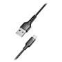 Veger - USB 2.0 kabel til laptops - USB-A til USB-C - Metalkappe, flettet Nylon - Længde 1,2m - Hurtigladning | Sort