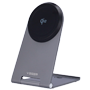 VEGER trådløs oplader - Effekt 15W - USB-C indgang - Hurtigopladning - Trådløst output - MagSafe - Med foldbar holder : Sølv farve