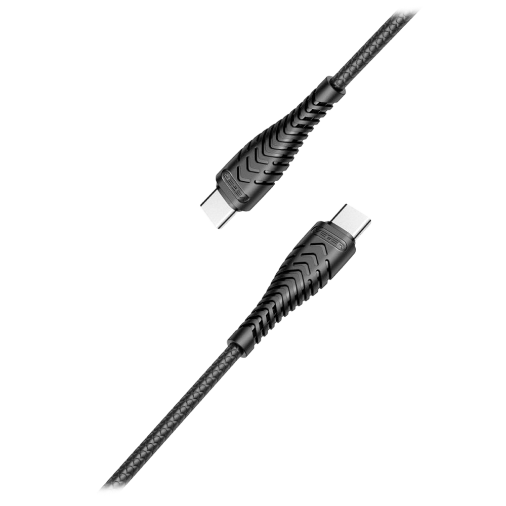Veger - Kabel USB2.0 - USB-C til USB-C - Plastik kappe, flettet nylon - Længde 1,2m - Sort farve