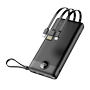 VEGER Powerbank med LCD-display - Kapacitet 10000mAh - USB-C indgange, USB-A kabel - USB-C USB-A udgange og integrerede kabler - Integrerede kabler USB-C, Lightning, MicroUSB - Oplader 4 enheder samtidig