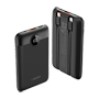VEGER Powerbank med LCD-display - Kapacitet 10000mAh - Indgange Lightning, USB-C, USB-C kabel - USB-A og USB-C udgange og integrerede kabler - Integrerede kabler: USB-C og Lightning - Hurtigopladning | 3 enheder samtidig