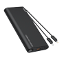 VEGER Power bank med LCD display - Kapacitet 25000mAh - USB-C indgange og integrerede kabler - USB-C, USB-A og integrerede kabler udgange - Integrerede kabler: USB-C og Lightning - Hurtigopladning 130W | Oplader 4 enheder