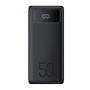 VEGER Power bank med LCD display - Kapacitet 50000mAh - USB-C, Micro USB, Lightning indgange - USB-C, 3x USB-A udgange - Oplader 4 enheder samtidigt - Hurtigopladning 22.5W | Lommelygte og kompas