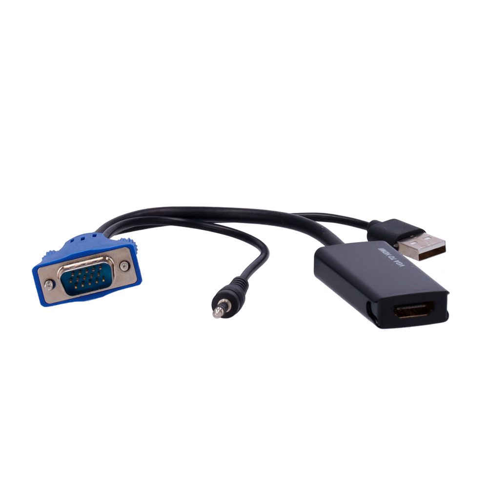 Adapter fra VGA+Audio til HDMI - Konverterer VGA+Audio udgang til HDMI - Opløsning 1080p/720p - VGA+Audio indgang - HDMI udgang