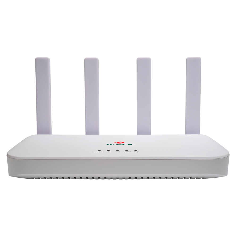 V-SOL Router ONT Wi-Fi 6 - 1X PON 1x LAN RJ45 2.5GE 3x LAN RJ45 GE 1x RJ11 - 802.11ax 2x2 dual band 2,4 og 5GHz - Ideel til hjemme og erhverv FTTH